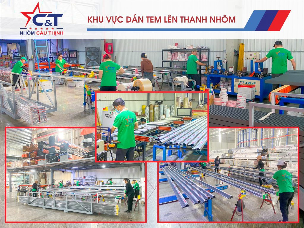 Khu vực dán tem lên thanh nhôm