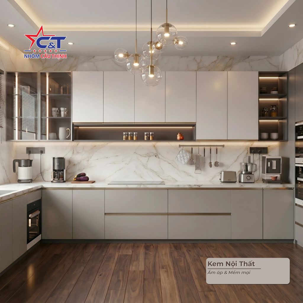 nhôm tấm nội thất màu kem nội thất