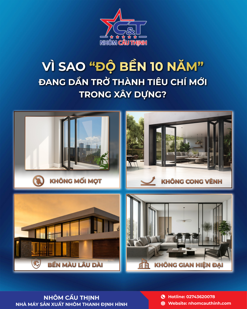 độ bền màu nhôm 10 năm cho cửa và công trình nhà ở