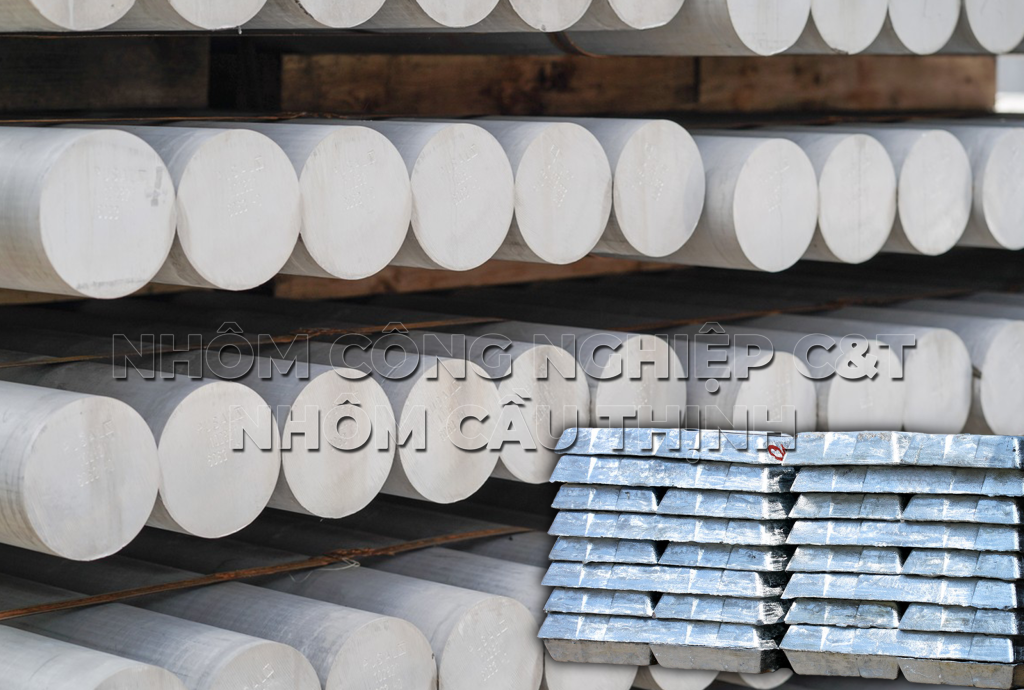 Phôi nhôm Billet và Ingot nhập khẩu đạt độ tinh khiết 99,7% tại nhà máy Nhôm Cầu Thịnh.