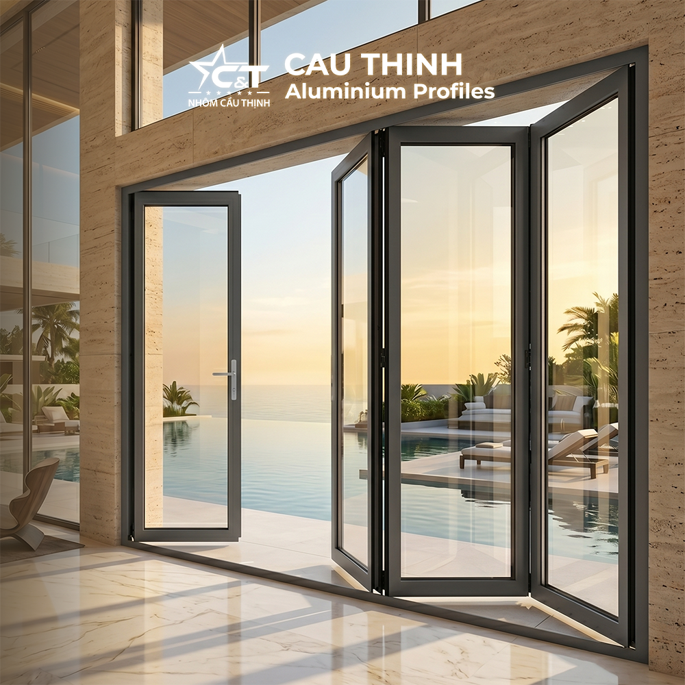 Hệ cửa đi xếp trượt 4 cánh Hệ cửa đi xếp trượt 4 cánh